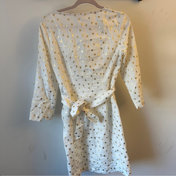 Boden Ivory Dress with Gold Floral Accents new - Picture 3 of 6